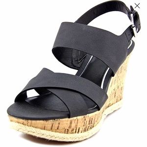 Black Cork Wedge Sandal